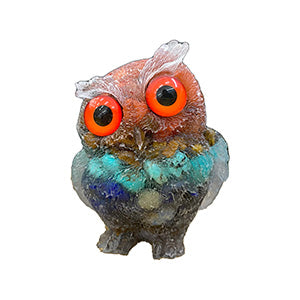Buho de piedras minerales en resina