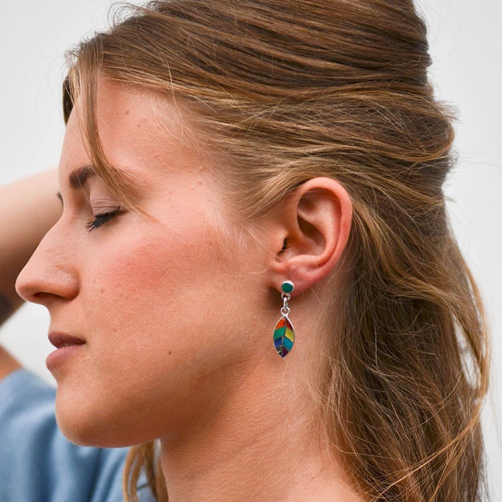 BOUCLES D'OREILLES INCA FEUILLE DE COCA COULEURS