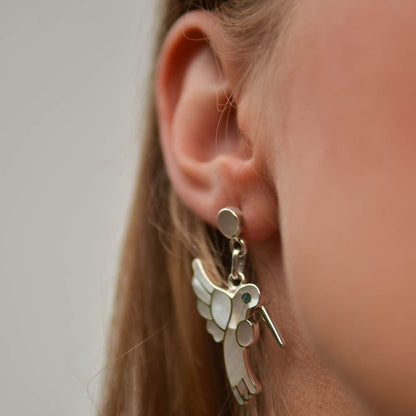 BOUCLES D'OREILLES INCA COLIBRI NACRE