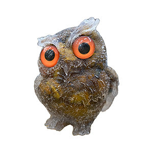 Buho de piedras minerales en resina