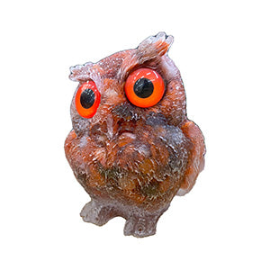 Buho de piedras minerales en resina