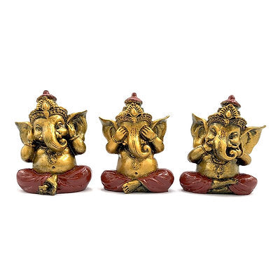 Set de Ganeshas sabios de resina