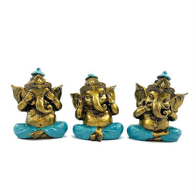 Set de Ganeshas sabios de resina