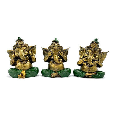Set de Ganeshas sabios de resina