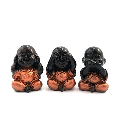 Set de Budas sabios de resina pintados