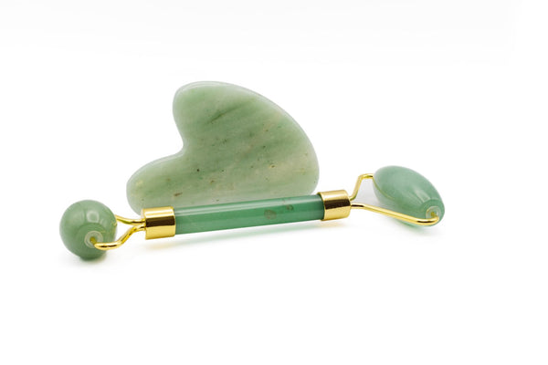 COFFRET DE BEAUTÉ GUA SHA ET ROULEAU DE MASSAGE EN AVENTURINE VERTE - HARMONIE ET VITALITÉ