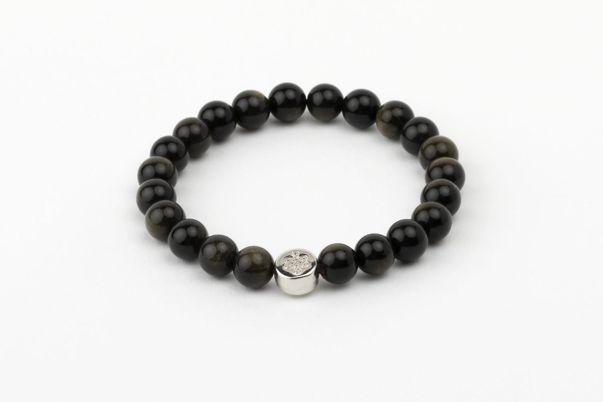 BRACELET OBSIDIENNE DOREE 